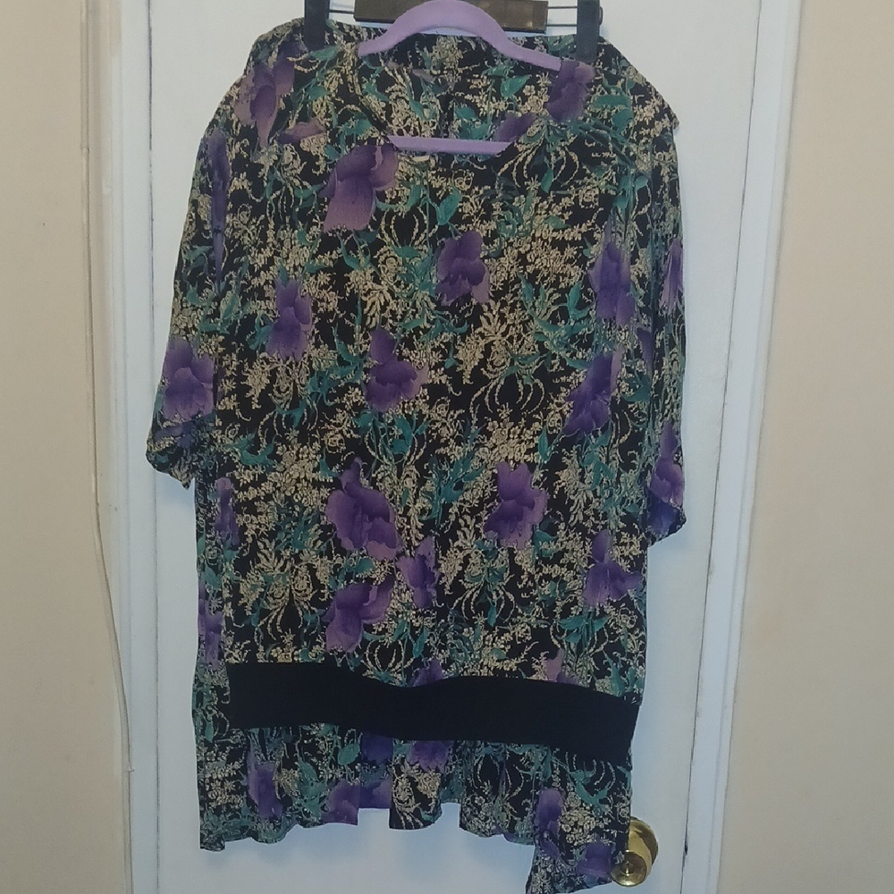 Floral Black and Purple Women's Top